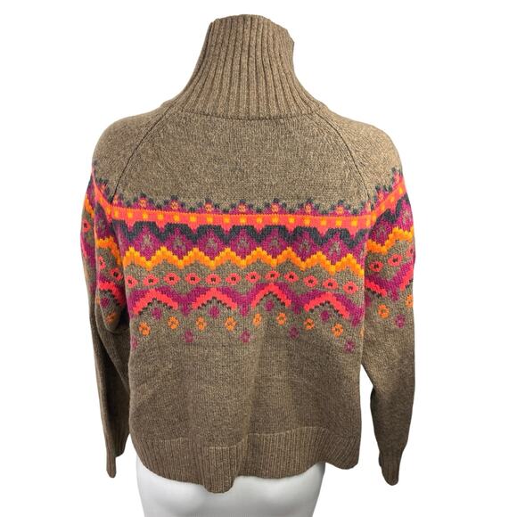 LOFT x Lou & Gray Brown Fair Isle Turtleneck Cozy Knit Pullover Sweater Top XS - Picture 2 of 4